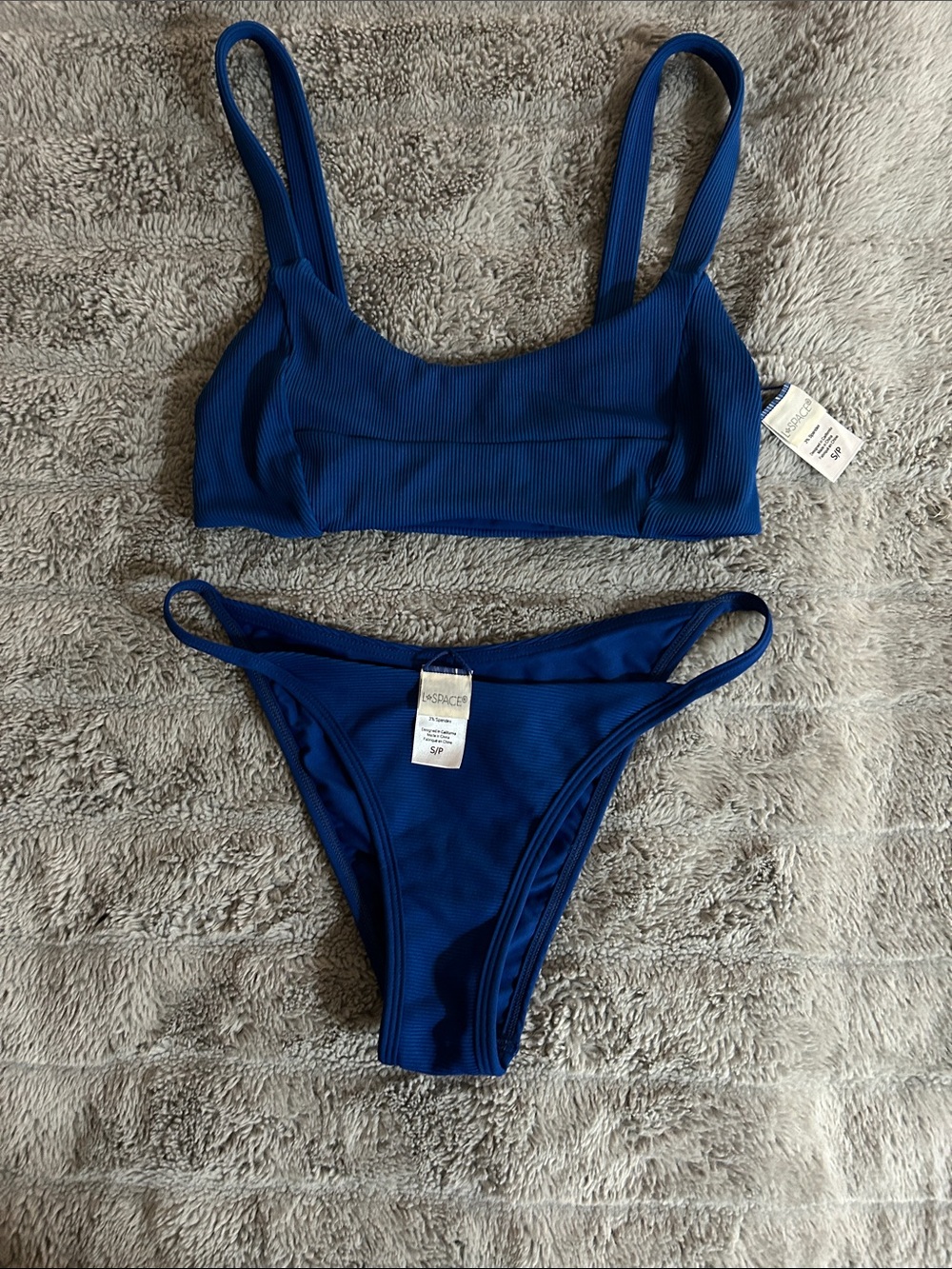 l*space Ribbed Bikini Set in Royal Blue